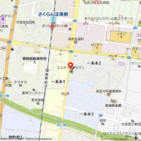 ブリヂストンタイヤセンター北日本株式会社　ミスタータイヤマン ひがしね付近の地図